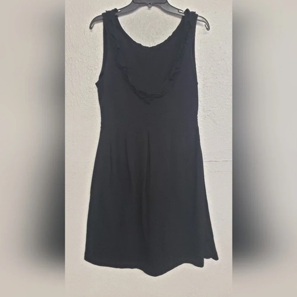 J Crew Ruffled Neck Sleeveless Black Short Dress Size 8